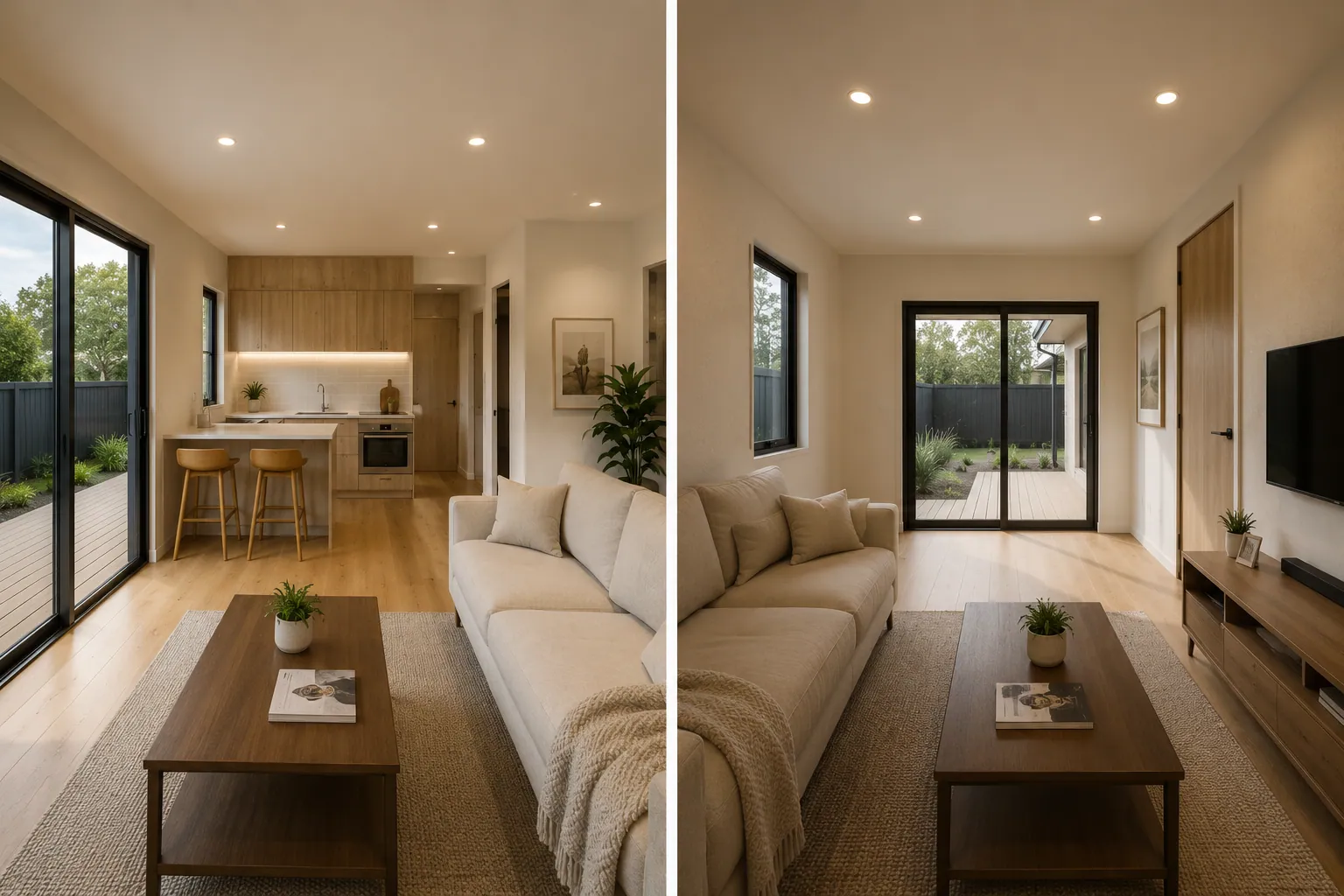 Interior render walkthrough of a HempPod home